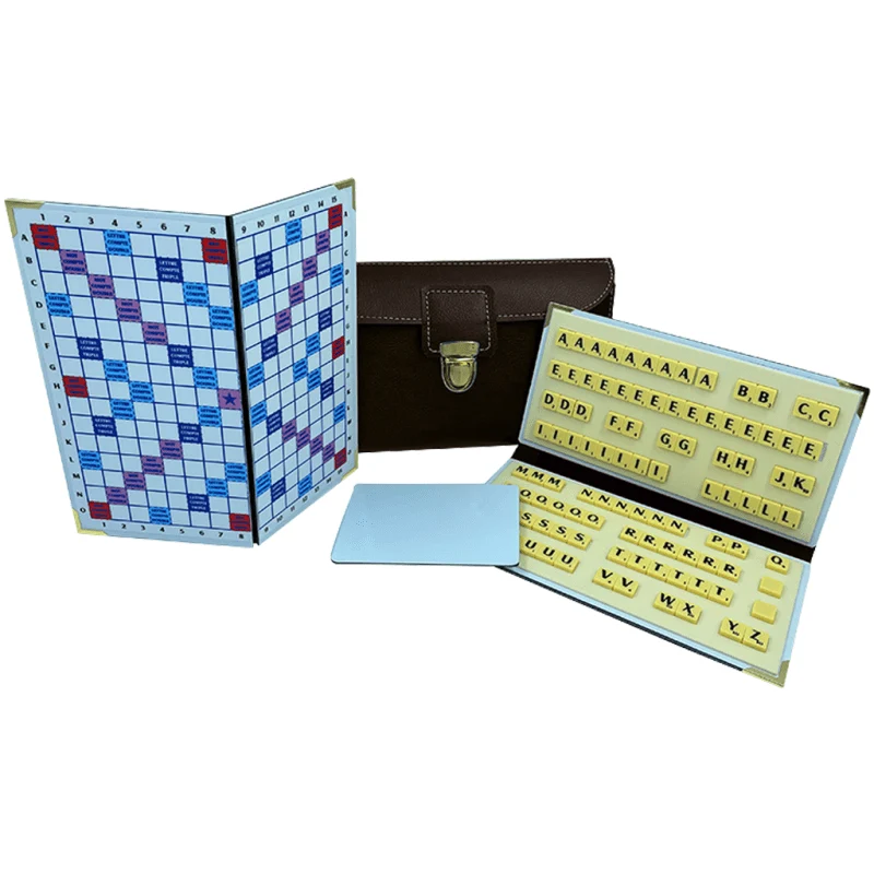 Scrabble Duplicate ou de Voyage en Cuir Vegan - Magnétique - Pliant - Marron