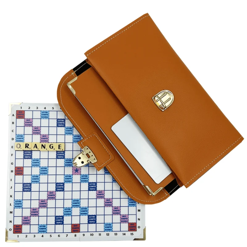 Scrabble Duplicate ou de Voyage en Cuir Vegan - Magnétique - Pliant - Orange