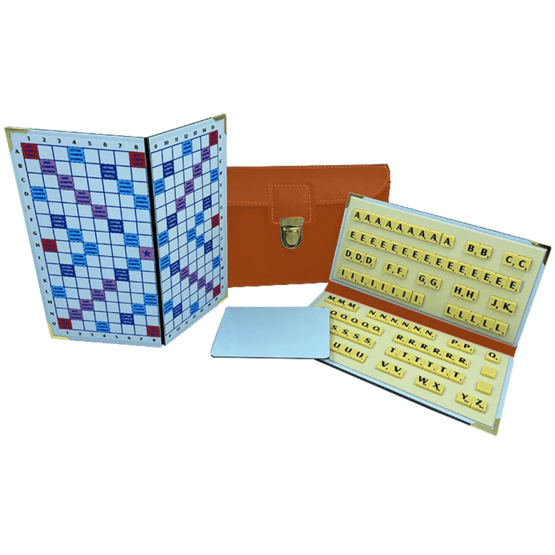 Scrabble Duplicate ou de Voyage en Cuir Vegan - Magnétique - Pliant - Orange
