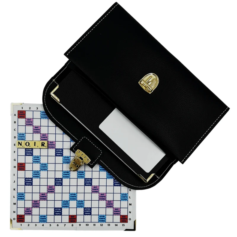 Scrabble Duplicate ou de Voyage en Cuir Vegan - Magnétique - Pliant - Noir