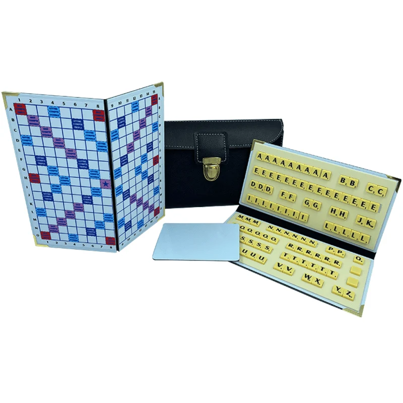 Scrabble Duplicate ou de Voyage en Cuir Vegan - Magnétique - Pliant - Noir