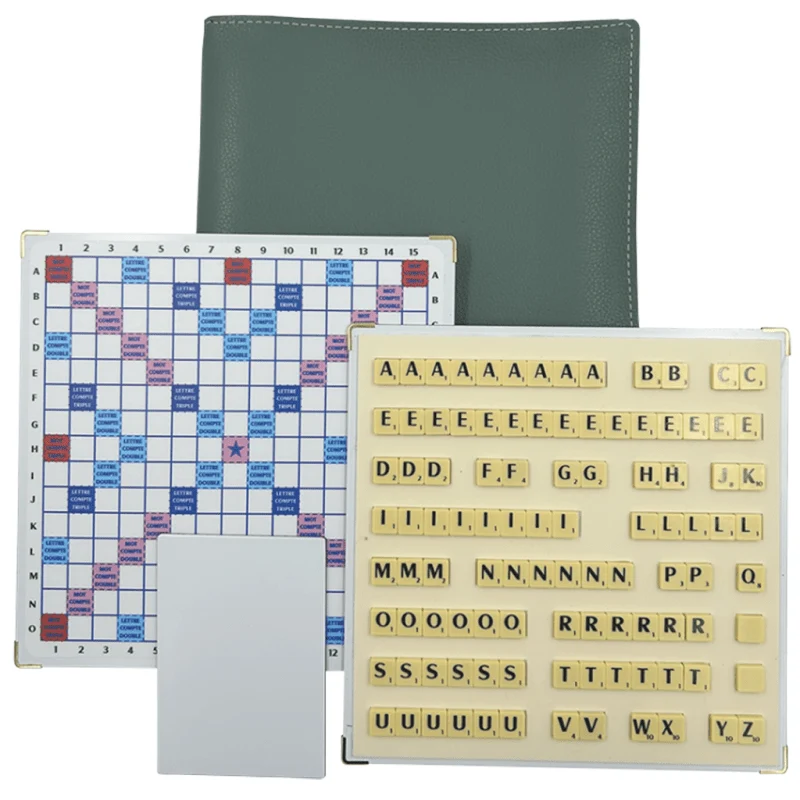 Scrabble Duplicate ou de Voyage en Cuir Vegan - Magnétique - Eucalyptus