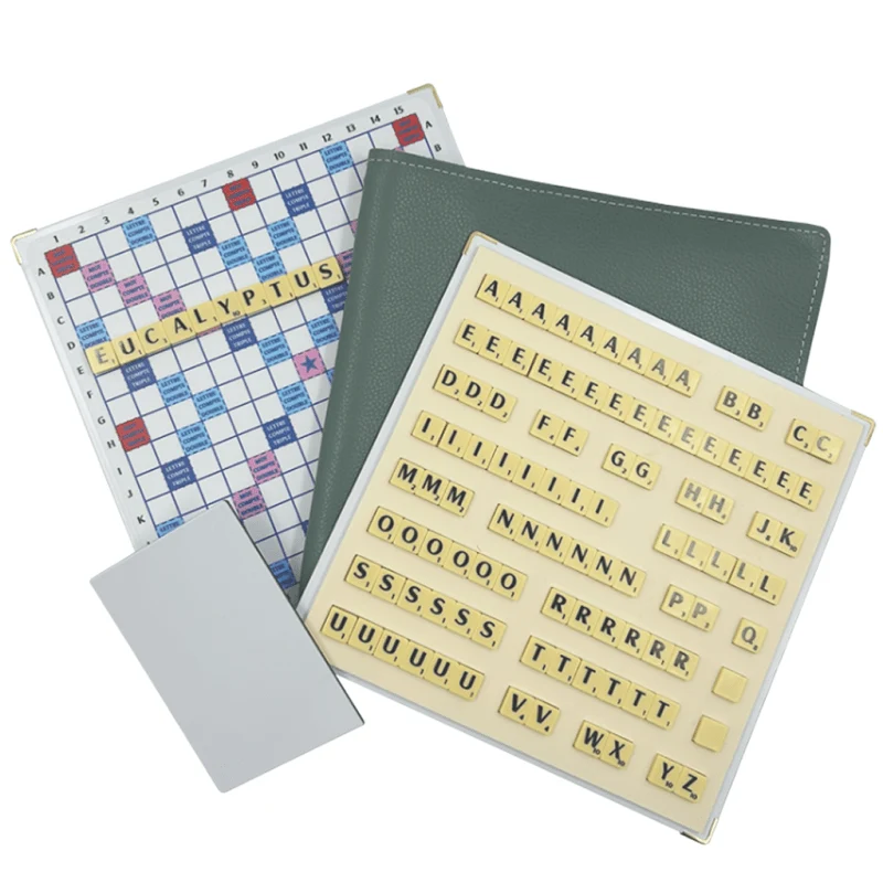 Scrabble Duplicate ou de Voyage en Cuir Vegan - Magnétique - Eucalyptus