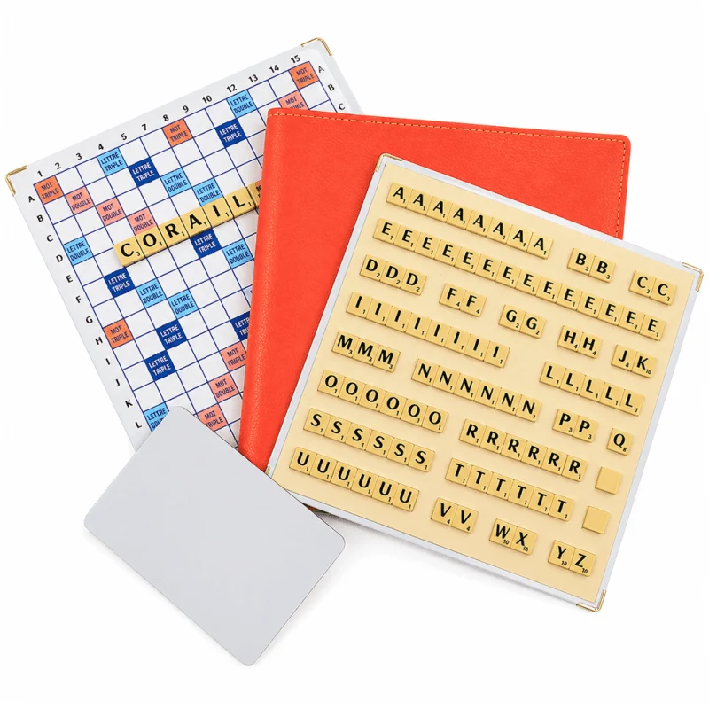 Scrabble Duplicate ou de Voyage en Cuir Vegan - Magnétique - Corail
