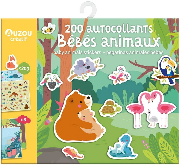 200 autocollants bébés animaux