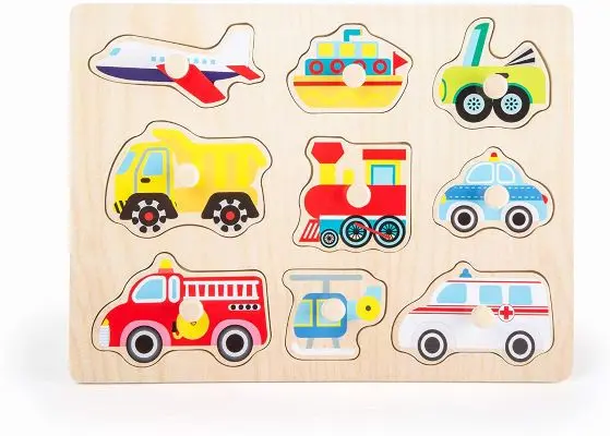 puzzle éducatif pour enfant à poser en bois Véhicules