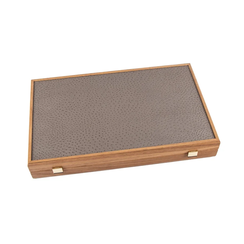 Backgammon en Bois et Cuir Vegan - Autruche