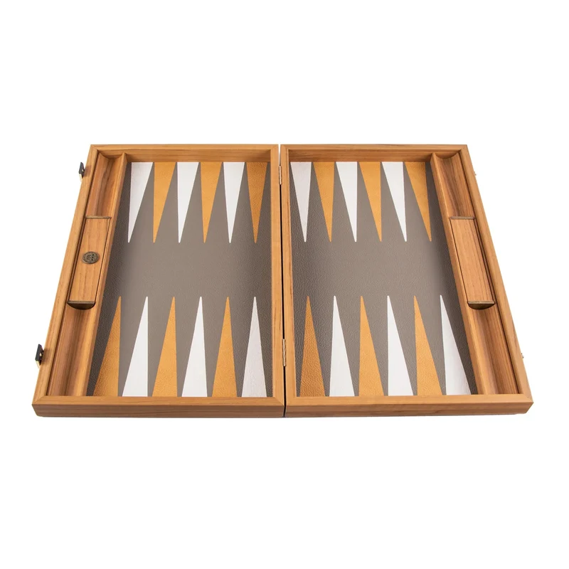 Backgammon en Bois et Cuir Vegan - Autruche