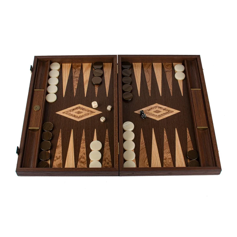 Backgammon en bois de wengé et ronce de noyer