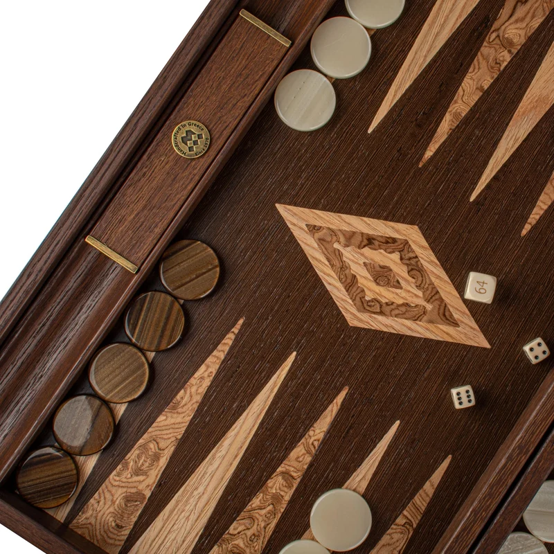 Backgammon en bois de wengé et ronce de noyer