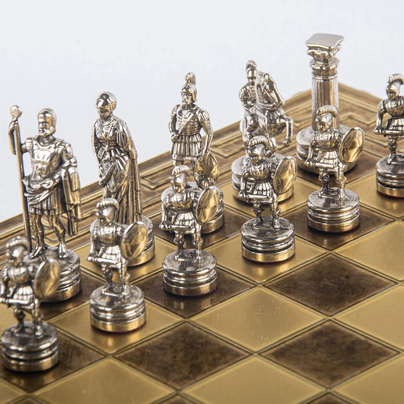 Ensemble jeu d'échecs Greco-romain en métal - Manopoulos