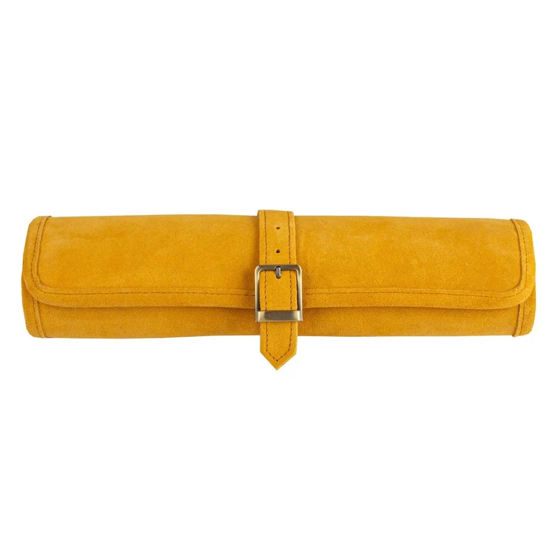 Backgammon de voyage - Roulable - Cuir Velours - Jaune