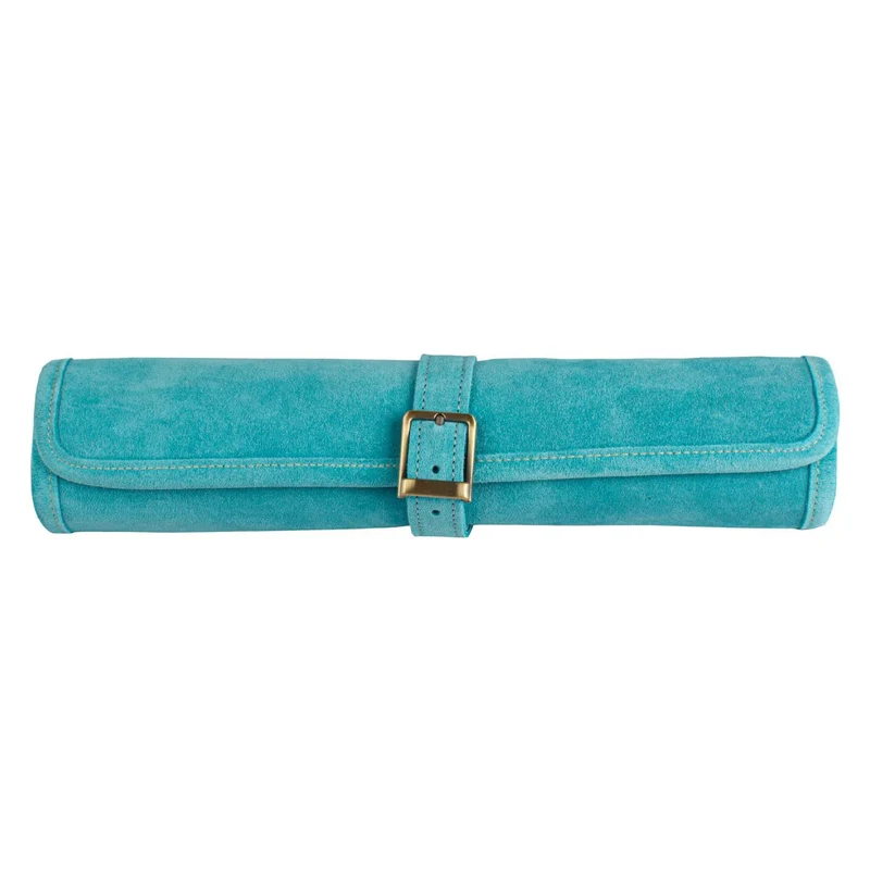 Backgammon de voyage - Roulable - Cuir Velours - Turquoise