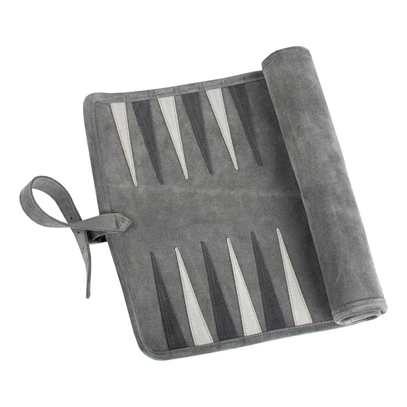 Backgammon de voyage - Roulable - Cuir Gris