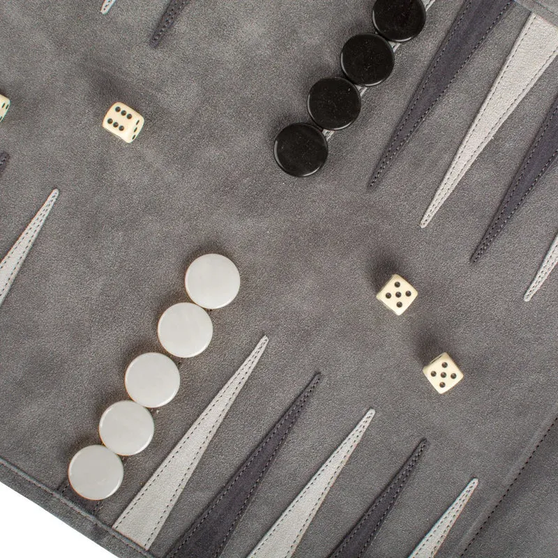 Backgammon de voyage - Roulable - Cuir Gris