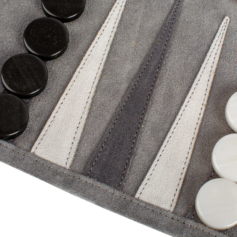 Backgammon de voyage - Roulable - Cuir Gris