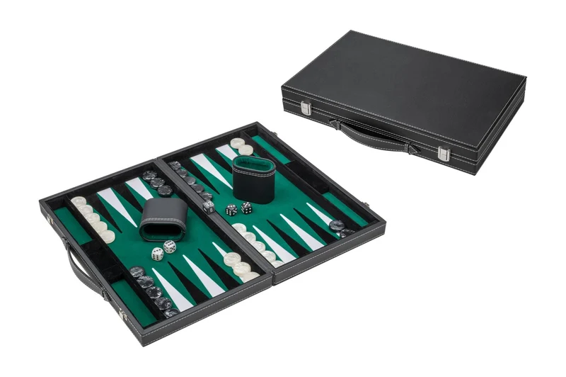 Backgammon style Cuir - Surpiqué - Vert / Noir - mm