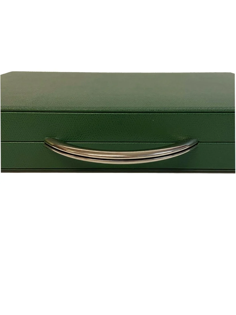 Backgammon Cuir véritable GM - Vert / Orange - Renzo Romagnoli