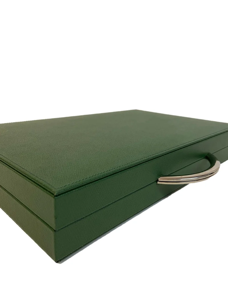 Backgammon Cuir véritable GM - Vert / Orange - Renzo Romagnoli