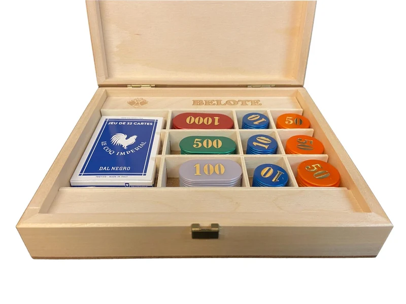 Coffret de belote tilleul - 90 jetons