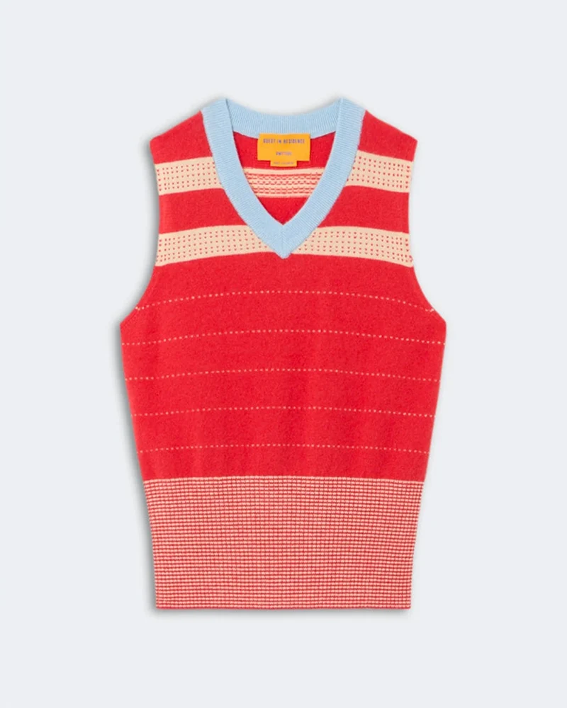 Guest In Residence - Gilet À Rayures - Scarlet Combo