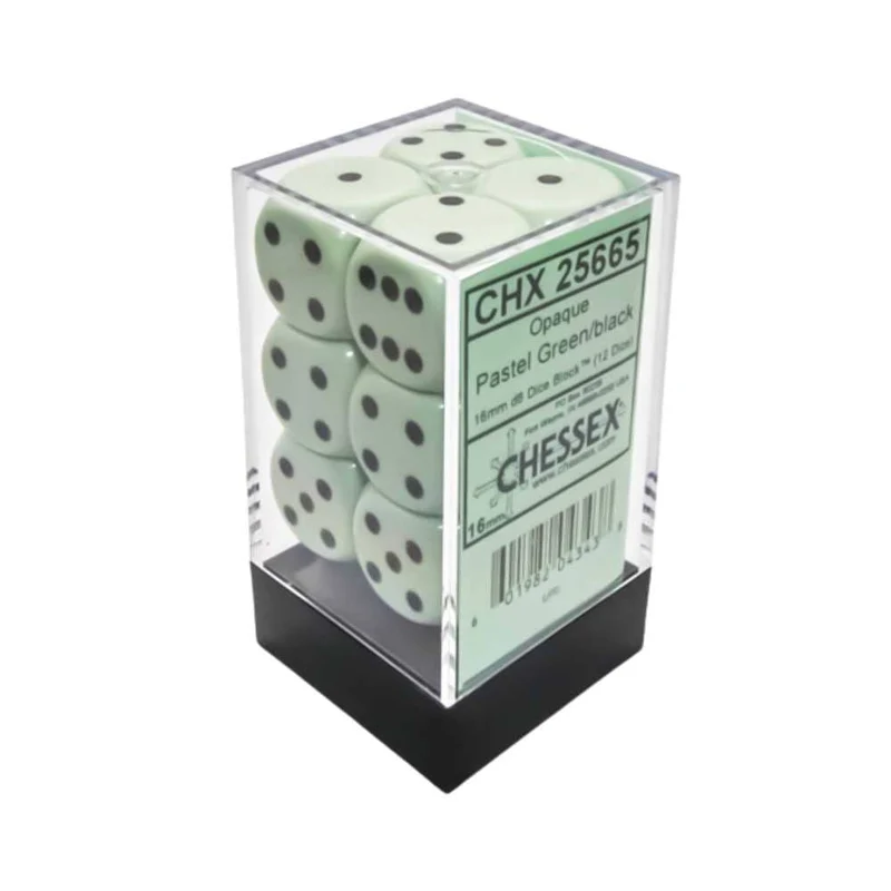 Dés opaques 12D6: vert pastel/noir