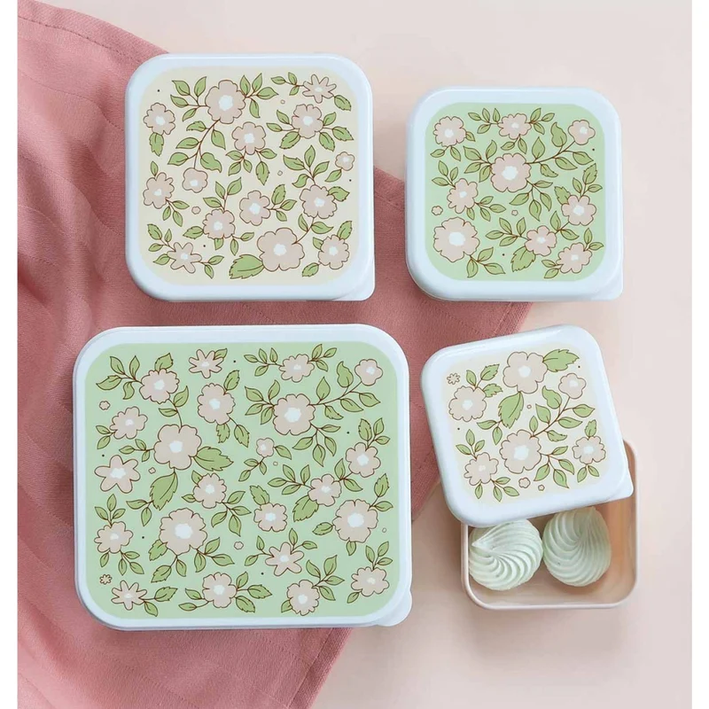 Lot de 4 boites à gouter fleurs