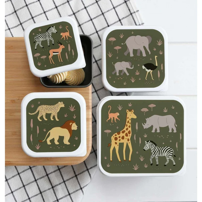 Lot de 4 boites à gouter savane