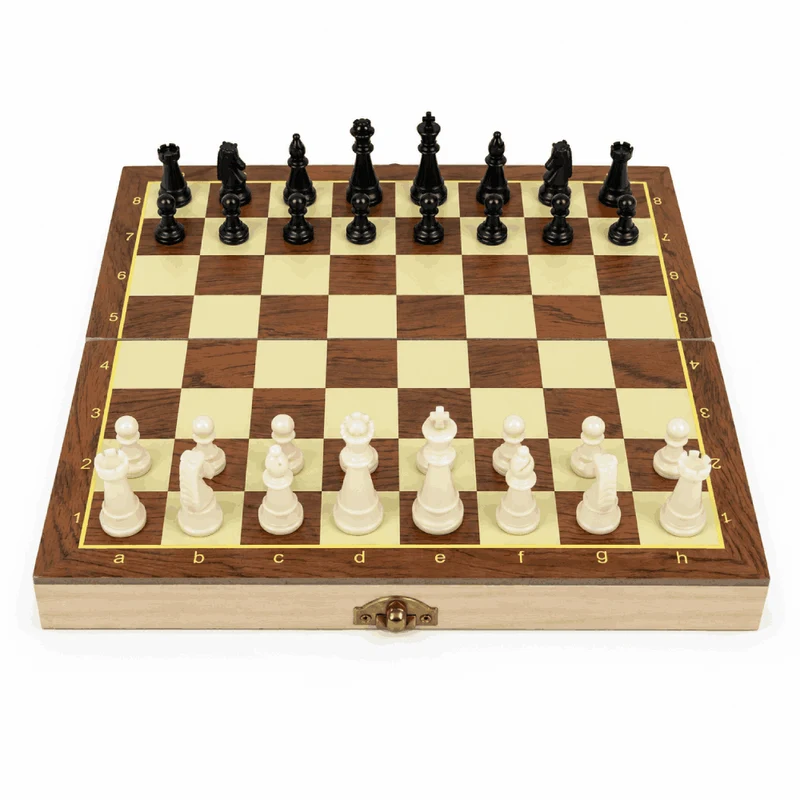 Jeu d'Échecs Magnétique en Bois - pliable