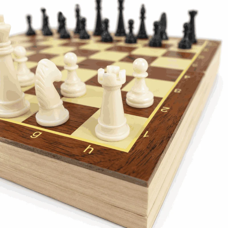 Jeu d'Échecs Magnétique en Bois - pliable