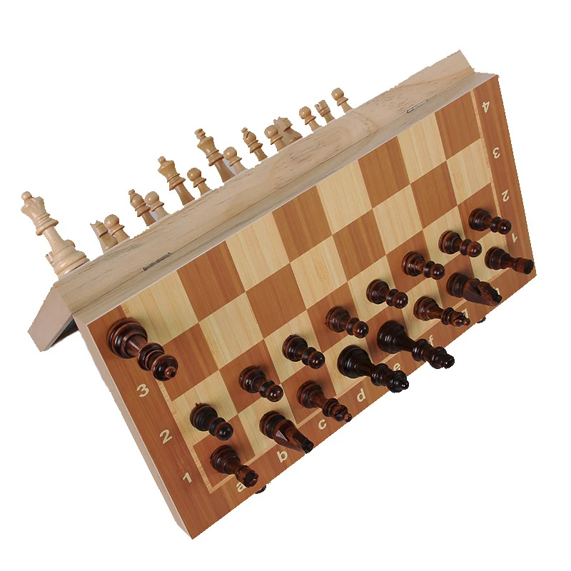 Jeu d'Échecs Magnétique en Bois - pliable