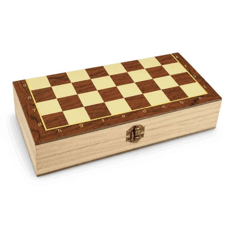 Jeu d'Échecs Magnétique en Bois - pliable