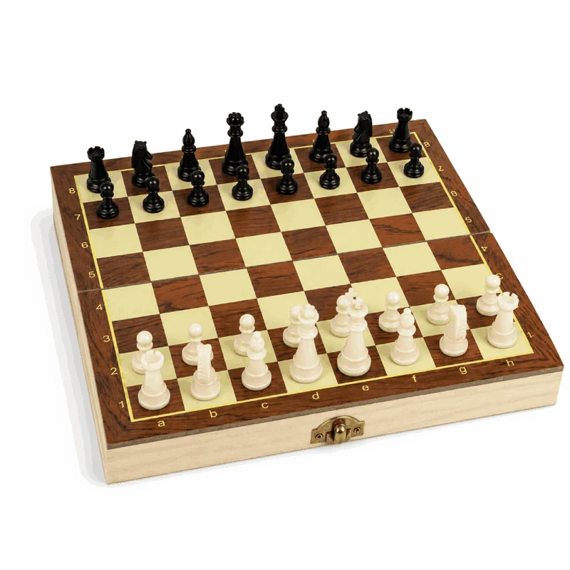 Jeu d'Échecs Magnétique en Bois - pliable