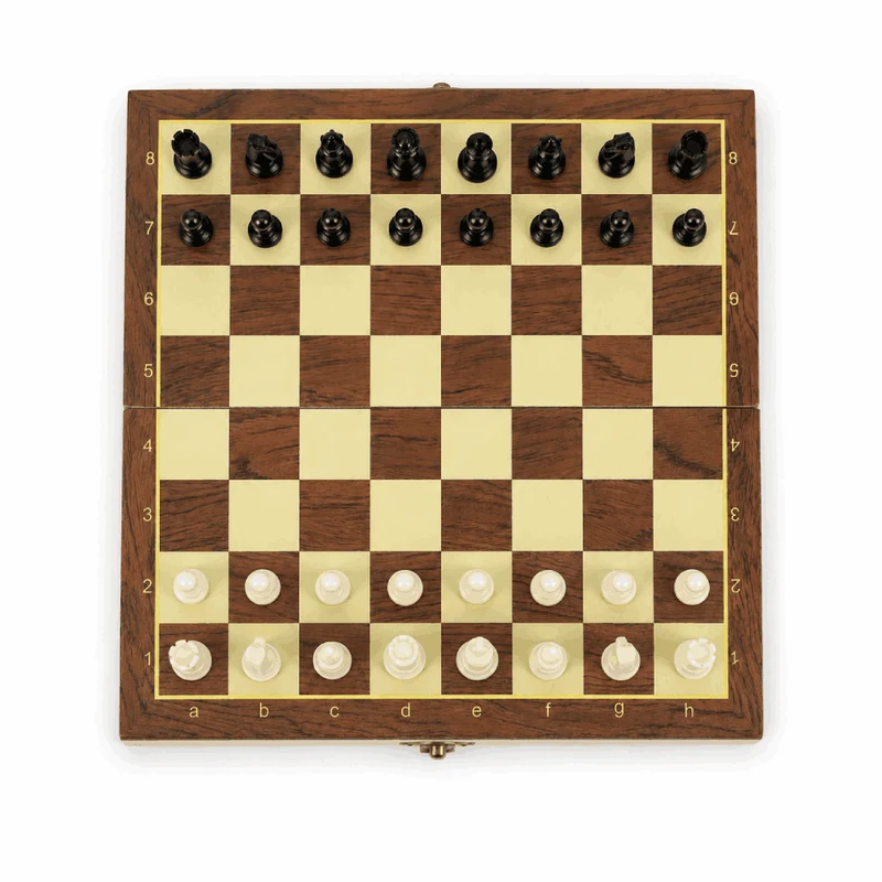 Jeu d'Échecs Magnétique en Bois - pliable