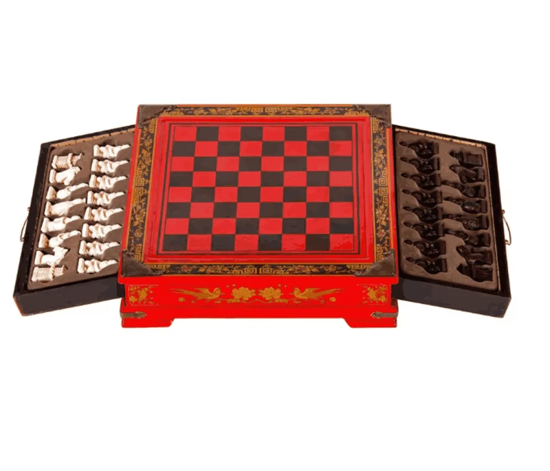 Jeu d'Échecs en Bois Sculpté