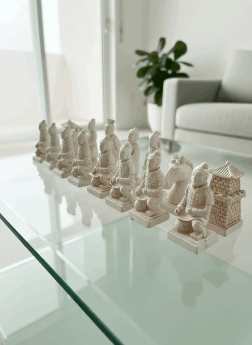 Jeu d'Échecs en Bois Sculpté
