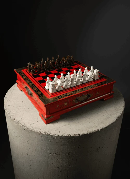 Jeu d'Échecs en Bois Sculpté