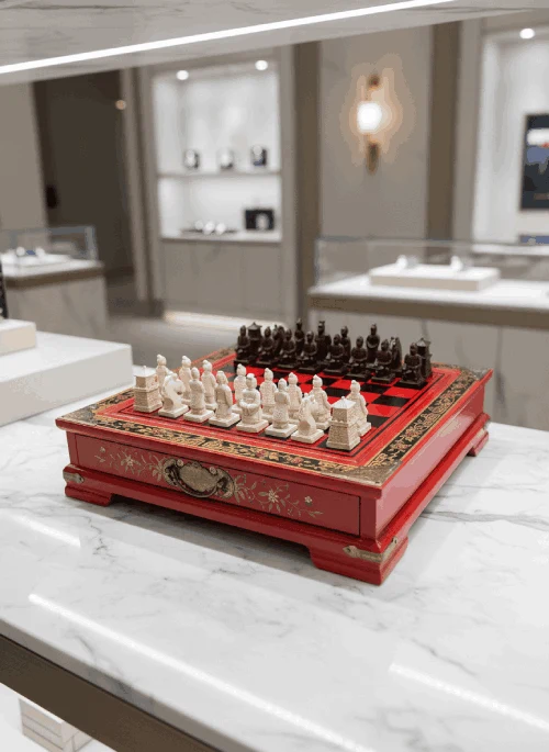 Jeu d'Échecs en Bois Sculpté
