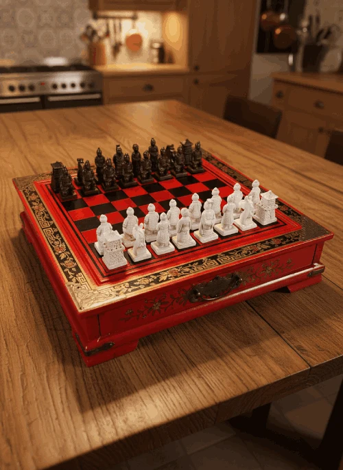 Jeu d'Échecs en Bois Sculpté