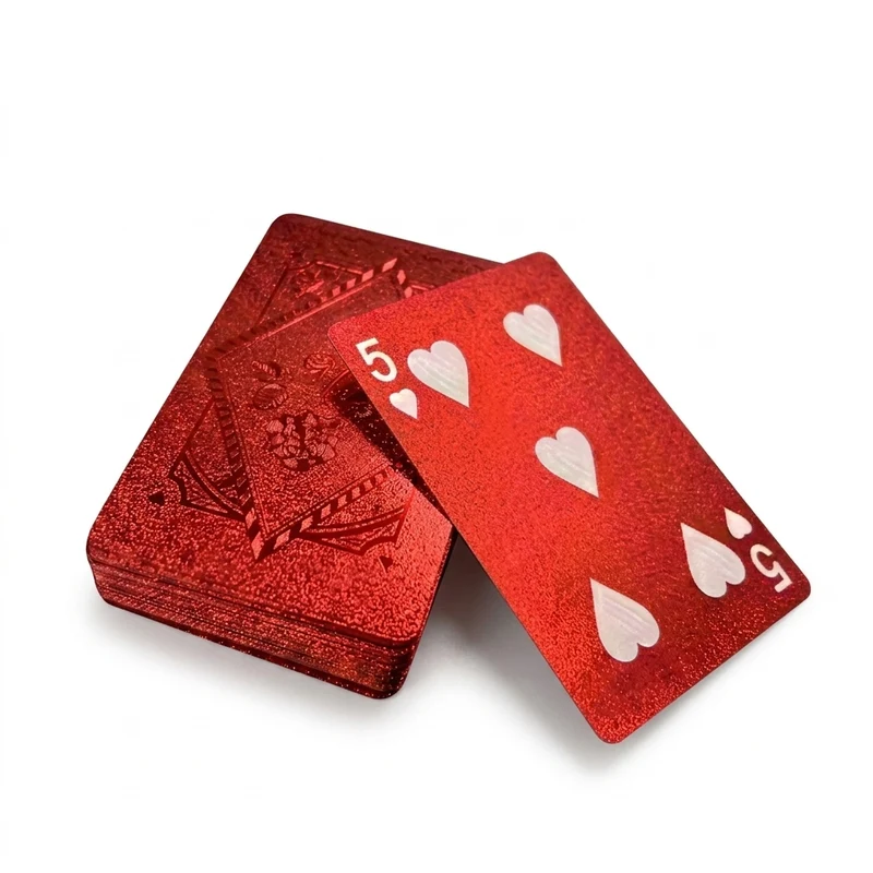 Jeu de cartes étanche – Design rouge effet rose