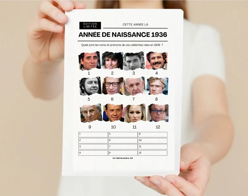 Jeu anniversaire année 1936 - 10 jeux à imprimer pour fêter les 90 ans