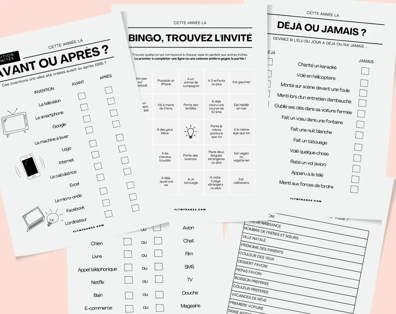 Jeu anniversaire année 1936 - 10 jeux à imprimer pour fêter les 90 ans