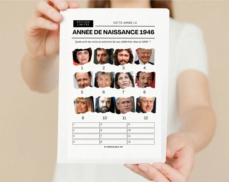 Jeu anniversaire année 1946 - 10 jeux à imprimer pour fêter les 80 ans