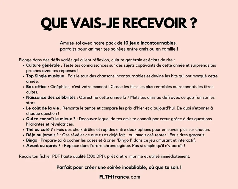 Jeu anniversaire année 1956 - 10 jeux à imprimer pour fêter les 70 ans
