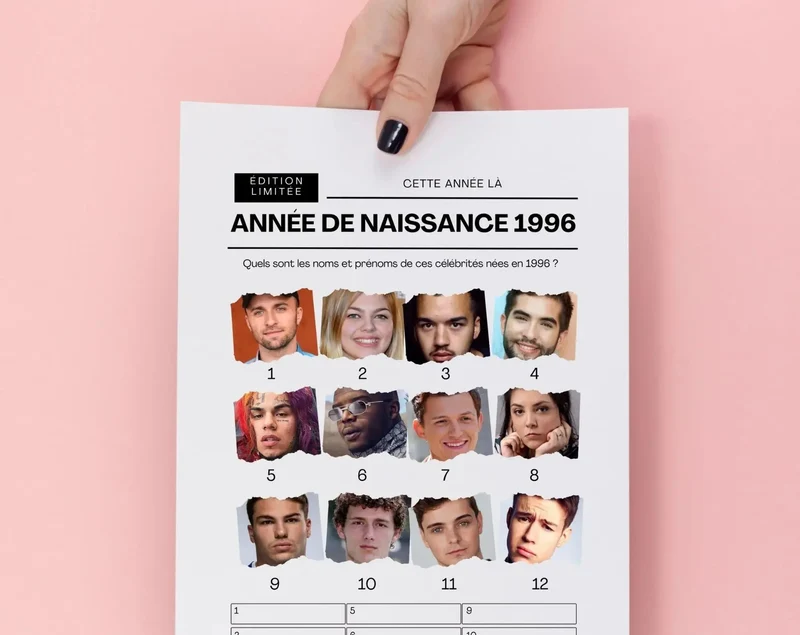 Jeu anniversaire année 1996 - 10 jeux à imprimer pour fêter les 30 ans