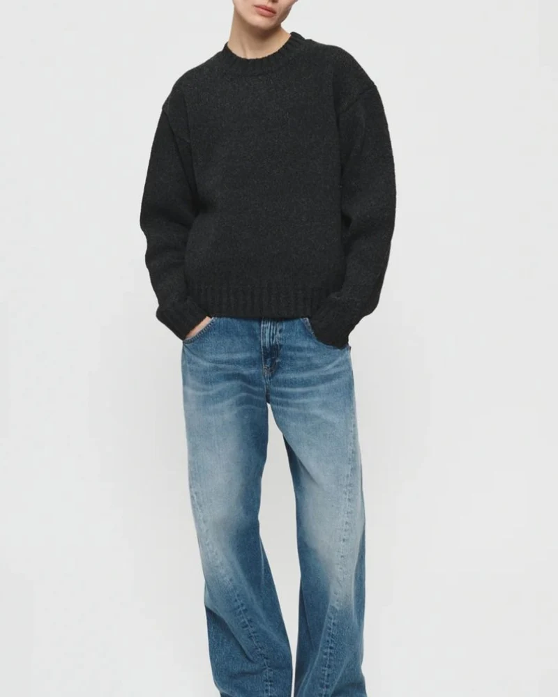 6397 - Pull Col Rond Haut - Anthracite