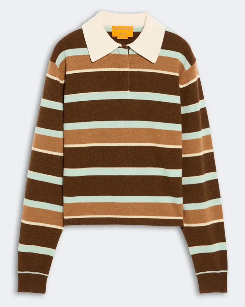 Guest In Residence - Polo Cropped Rugby Rayé - Chestnut Combo