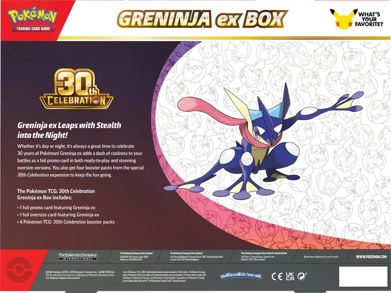 Pokémon 30th celebration Sylveon/Greninja Ex box