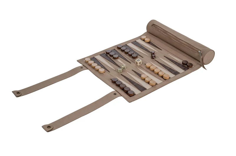 Backgammon / Echecs de voyage - Roulable - Style cuir - Magnétique