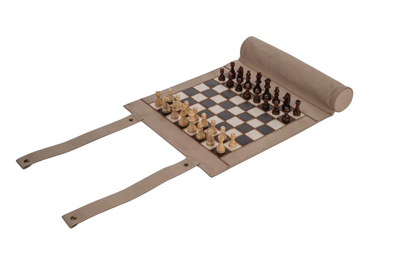 Backgammon / Echecs de voyage - Roulable - Style cuir - Magnétique